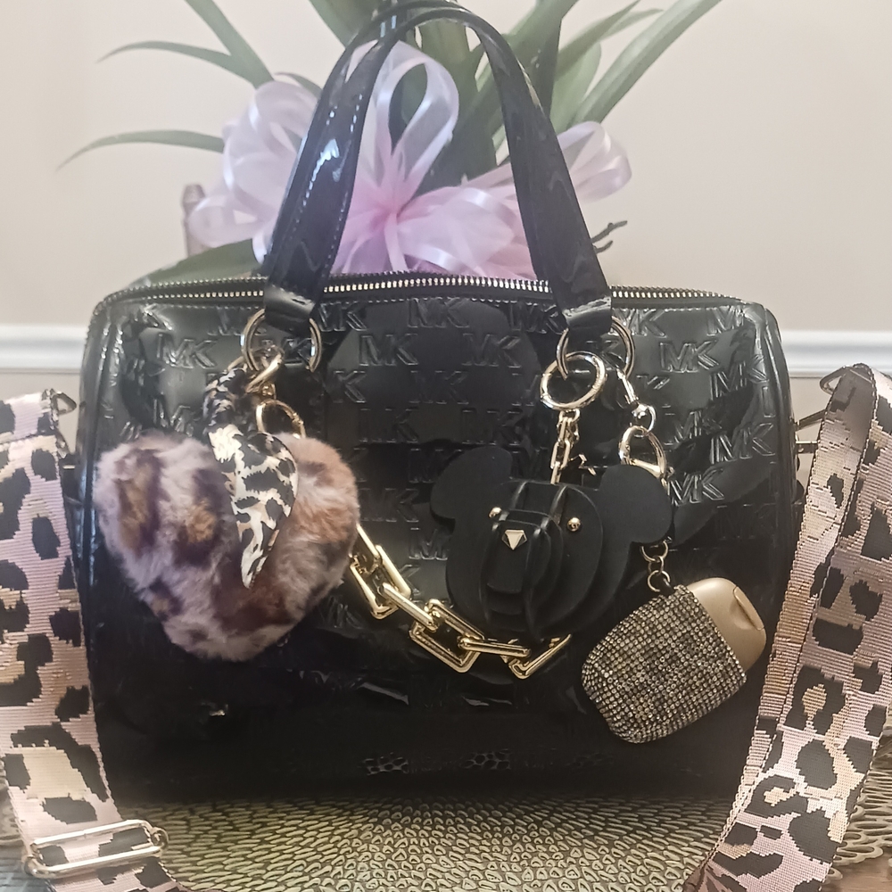 Michael Kors Black Handbag with Gold Accents